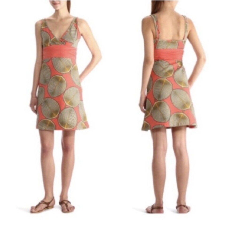 Patagonia Dress Women’s Orange Leaf Print Margot Organic Cotton Sleeveless Sz M
